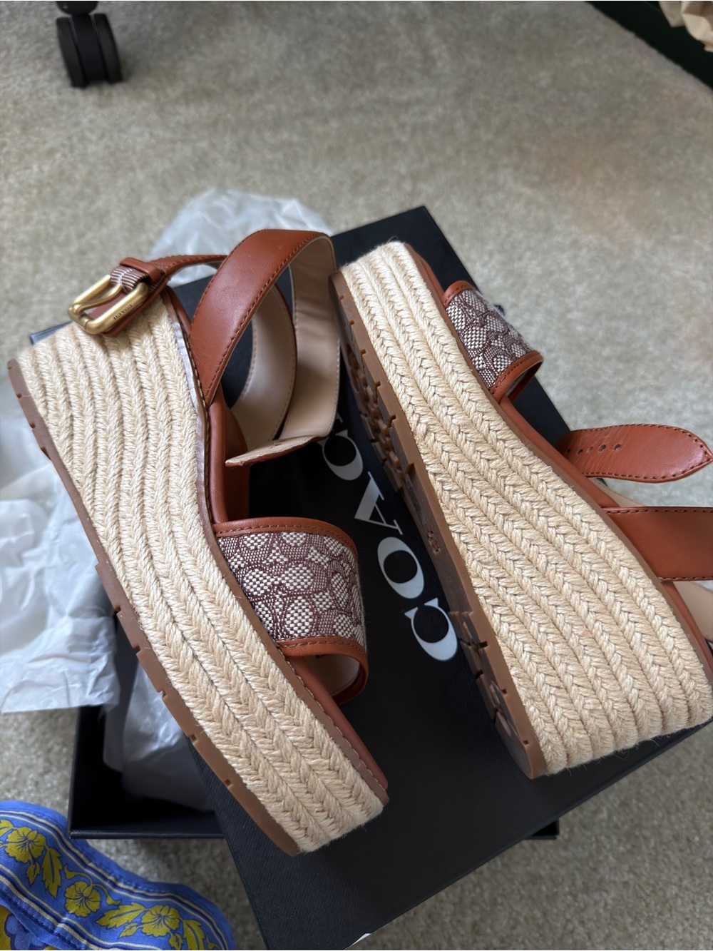 Coach Brown Wedge Sandals - Size 6.5 - Picture 4 of 4